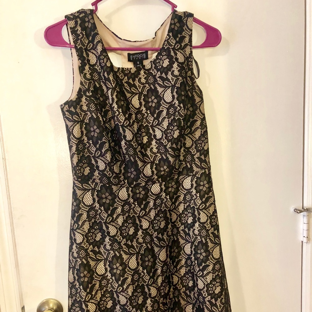 Cream and Black Lace Dress